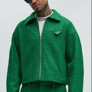 Men's Green Zip-Up Jacket